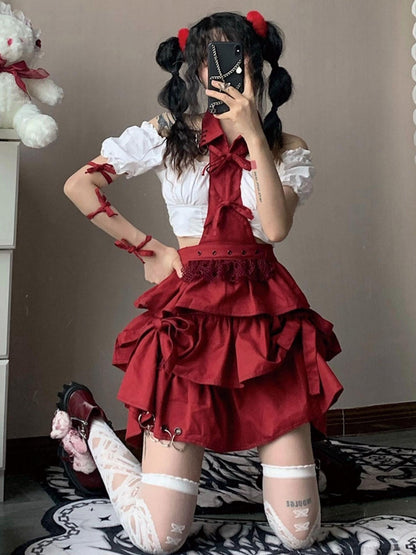WSW WUSHENWU Rock Sweetie Spicy Ruffled Cake Dress