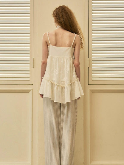 DIDDI MODA Roman Holiday Striped Wide Leg Cotton Pants