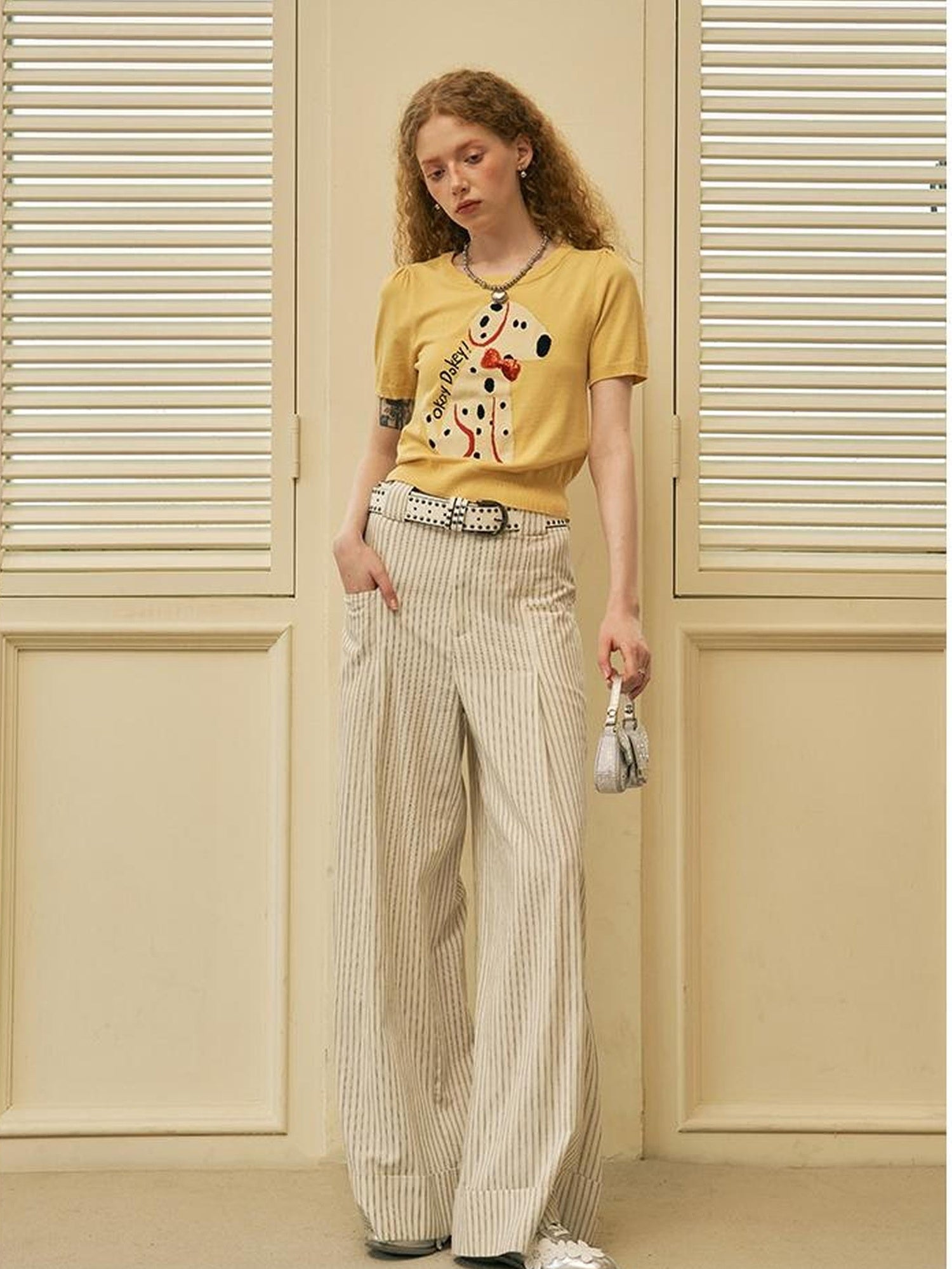 DIDDI MODA Roman Holiday Striped Wide Leg Cotton Pants