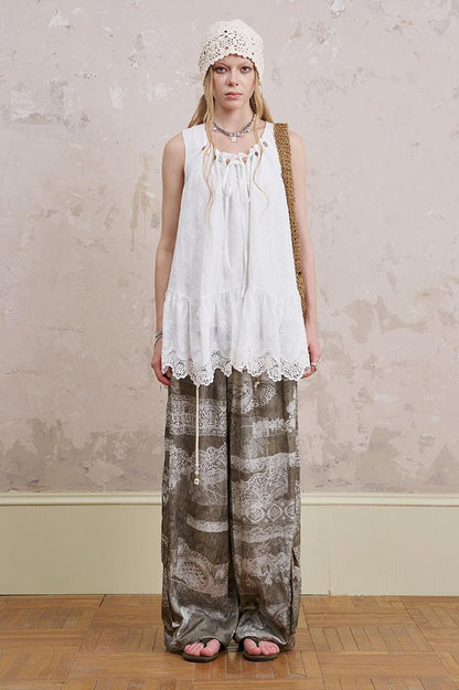 DIDDI MODA Romantic Minimalist Cotton Embroidered Beaded Sundress
