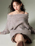 DIDDI MODA Romantic Off Shoulder Belted Sweater
