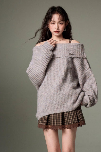 DIDDI MODA Romantic Off Shoulder Belted Sweater