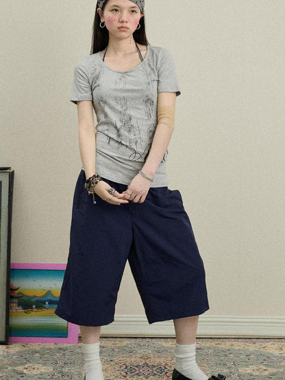 Achihara Romantic Print Modal Cotton Stretch Knit T-Shirt