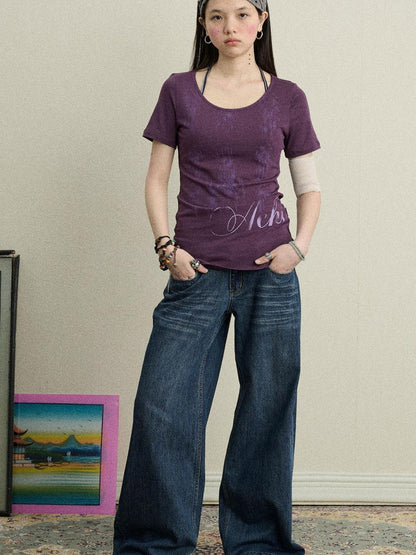 Achihara Romantic Print Modal Cotton Stretch Knit T-Shirt