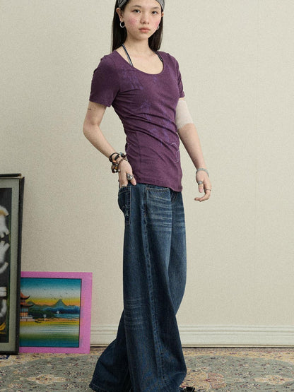 Achihara Romantic Print Modal Cotton Stretch Knit T-Shirt