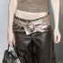 2th Desire Y2K Silver Rose Studded Wide Belt