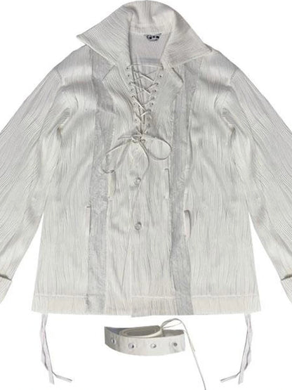 Rose Gun Hand Textured Lace Shirt Feminine Edgy