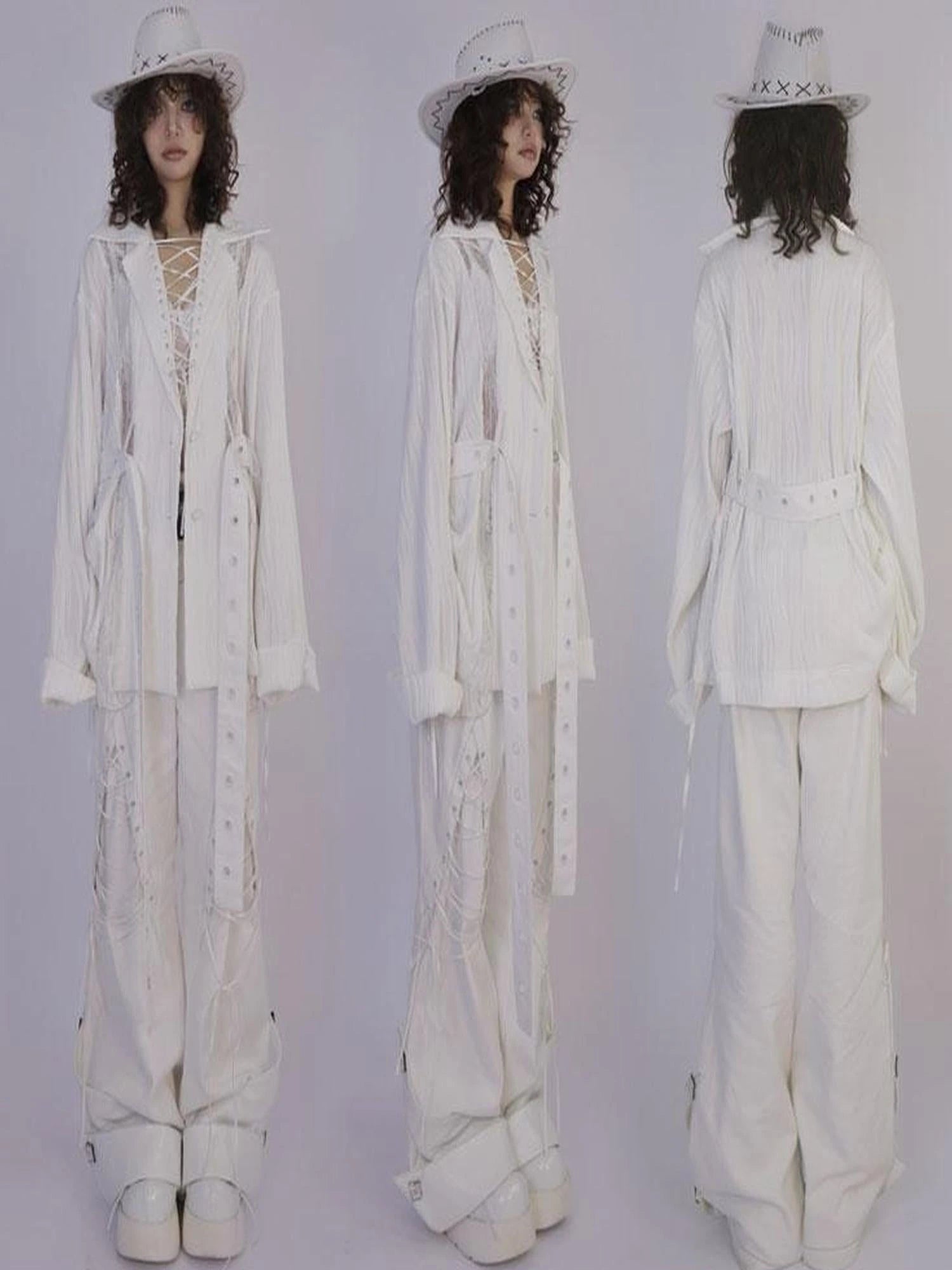 Rose Gun Hand Textured Lace Shirt Feminine Edgy