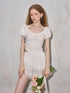 DIDDI MODA Rose Pure Knit Top With Puff Sleeves And Square Neck