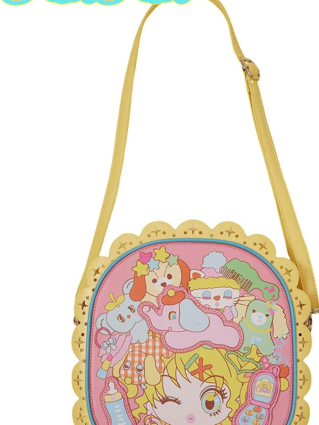 Rose Red Cartoon Print Diagonal Shoulder Cute Pu Bag