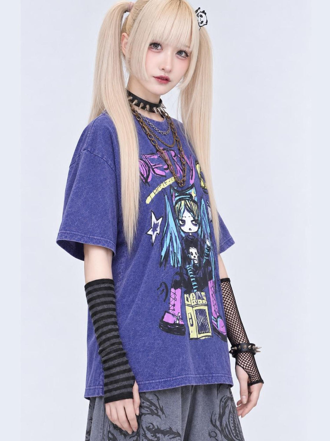 Rs by RebelSeed Angel Print Heat Transfer Punk Purple Washed Women&