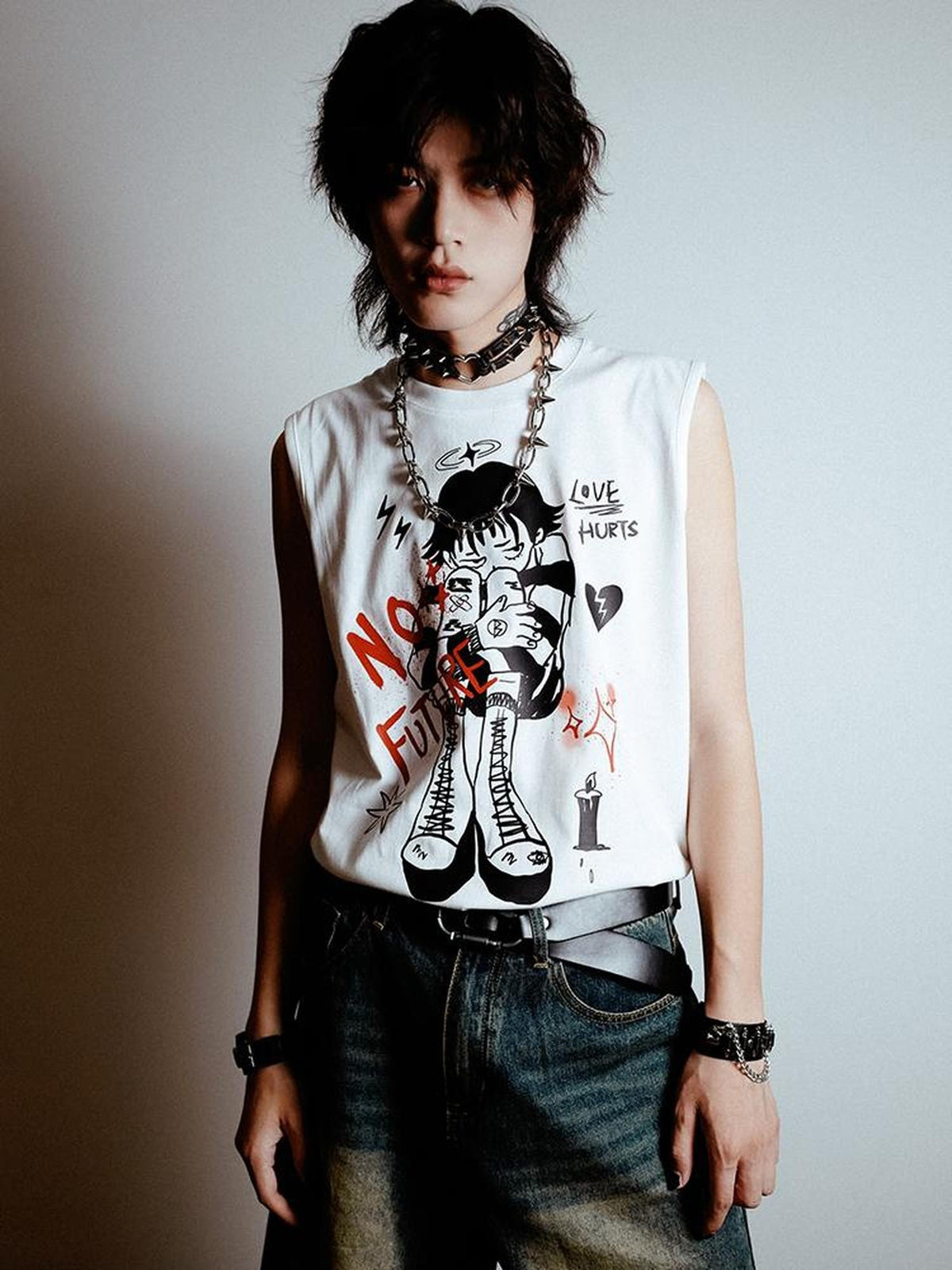 Rs by RebelSeed Anime Character Punk Distressed Heat Transfer Women&