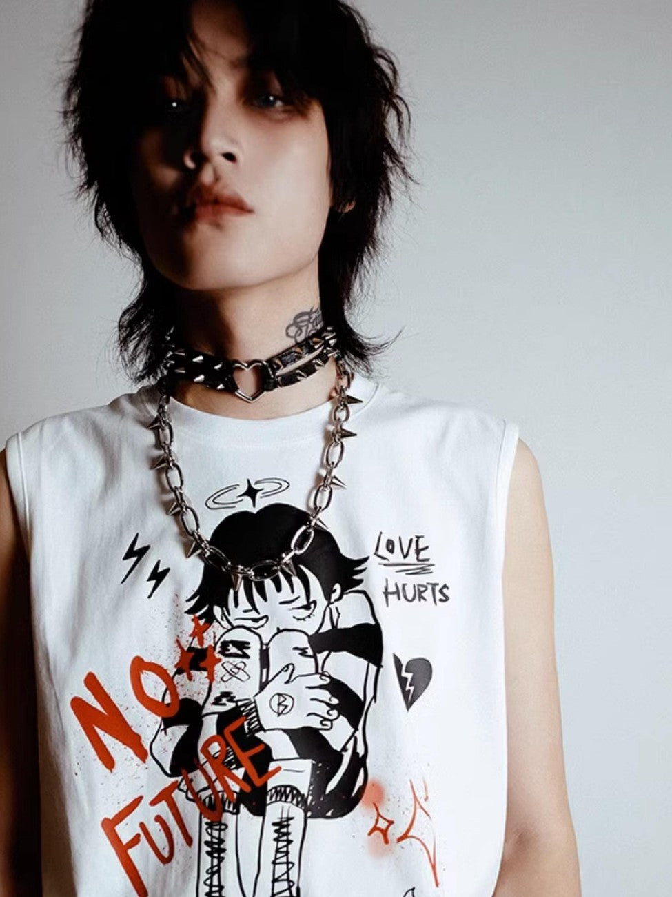 Rs by RebelSeed Anime Character Punk Distressed Heat Transfer Women&