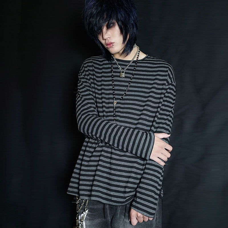 Rs_by_RebelSeed_Black_Gray_Stripe_Emo_Punk_Drop_Shoulder_Women&