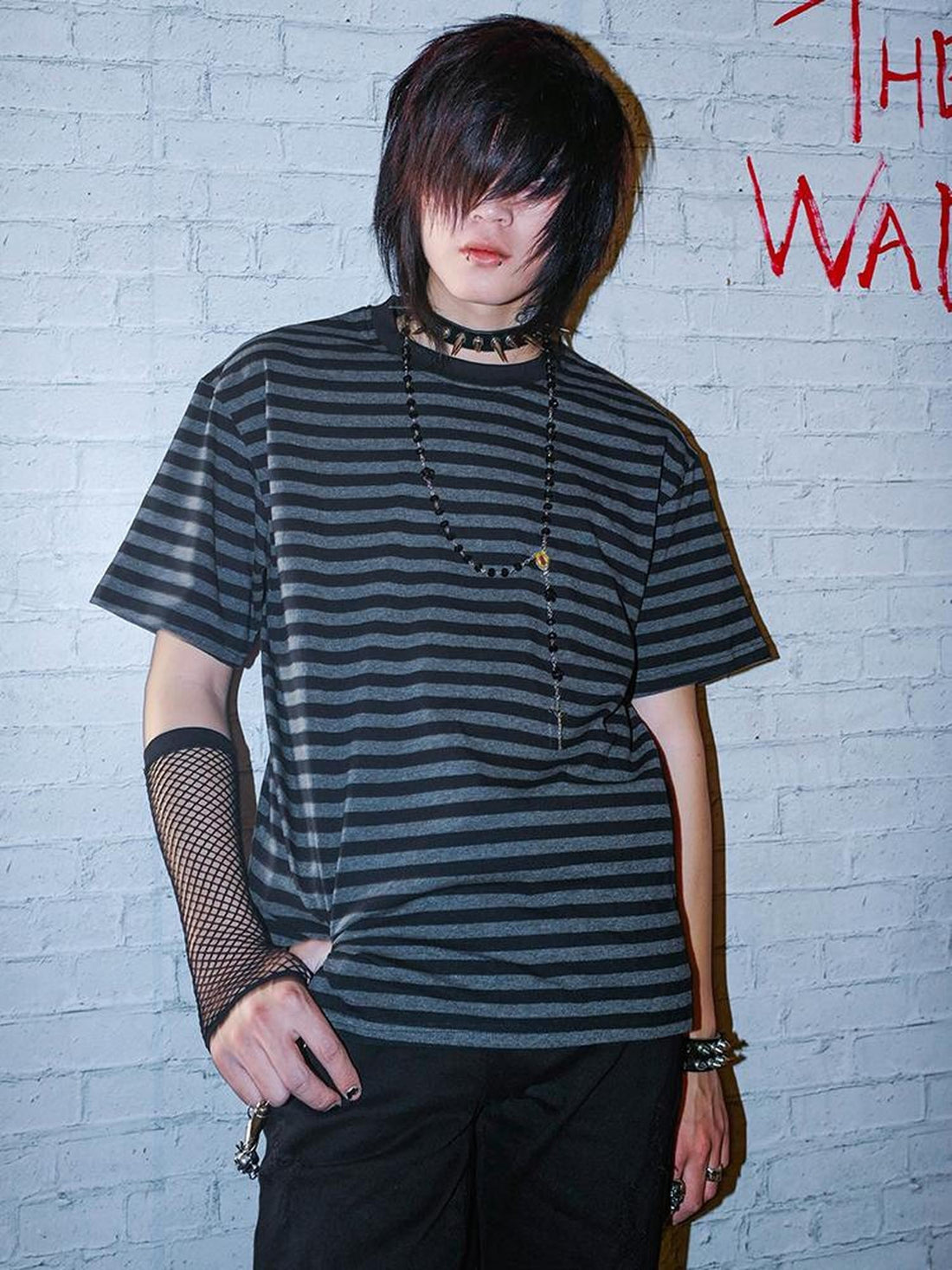 Rs by RebelSeed Black Gray Stripe Skull Demon Heat Transfer Women&