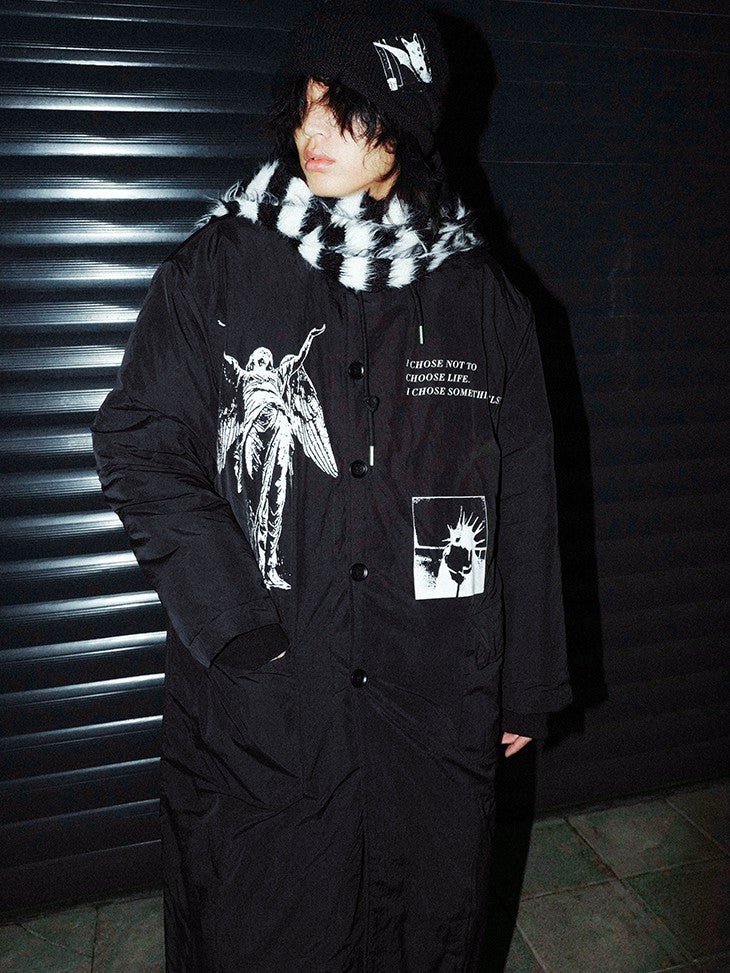 Rs by RebelSeed Character Print Heat Transfer Punk Stand Collar Women&