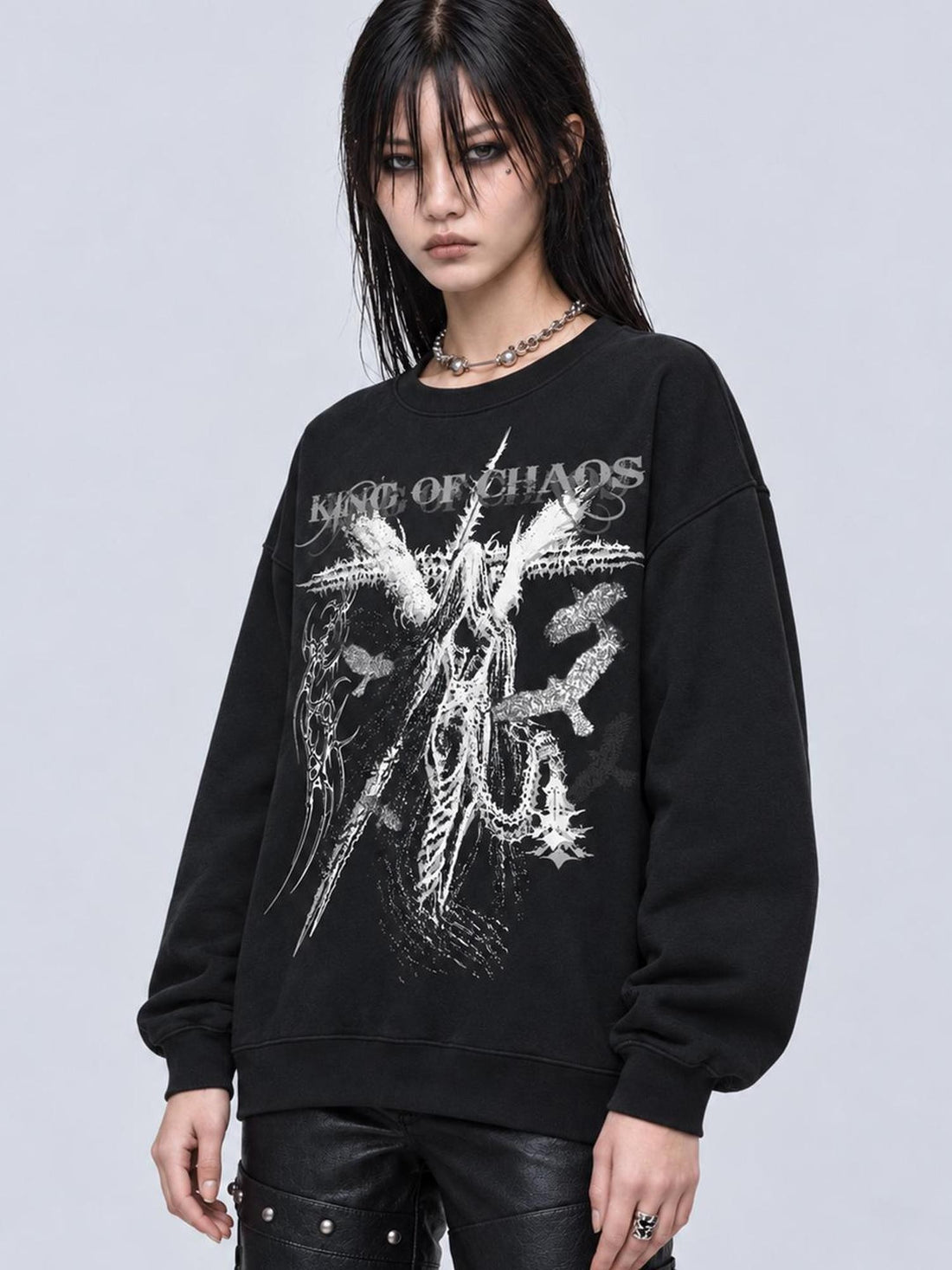 Rs by RebelSeed Dark Angel Gothic Loose Fit Fleece Lined Long Sleeve Women&