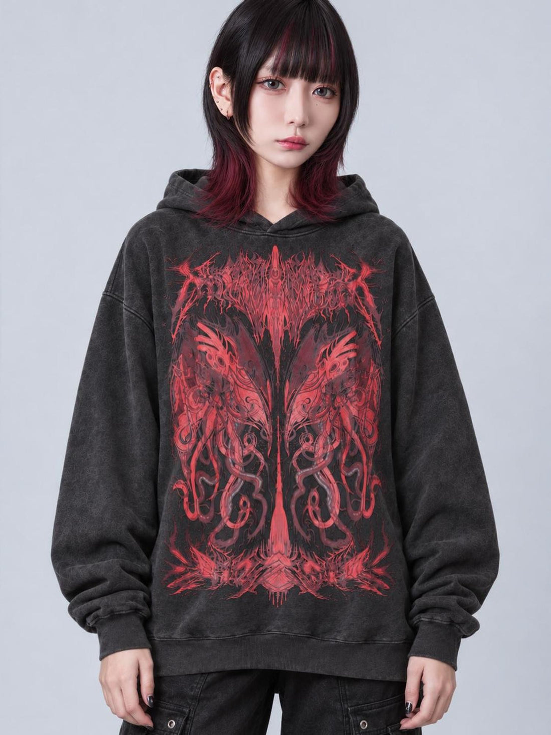 Rs by RebelSeed Dark Cthulhu Graphic Print Fleece Lined Women&