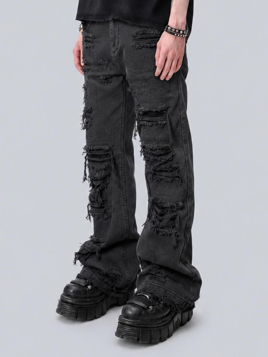 Rs by RebelSeed Dark Embroidered Ripped Frayed Hem Women&