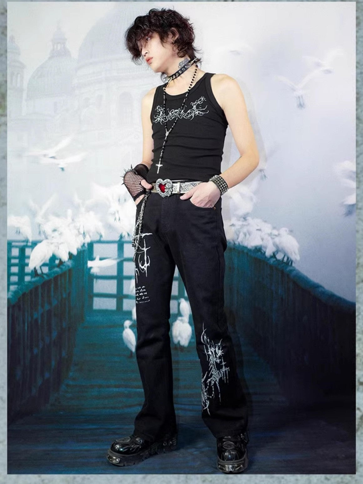 Rs by RebelSeed Dark Gothic Totem Distressed Washed Topstitching Women&