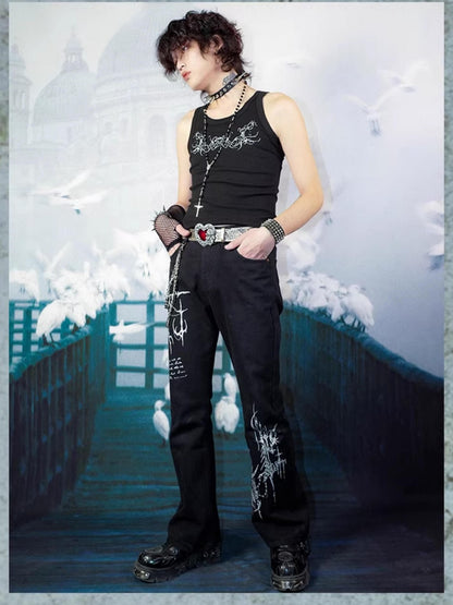 Rs by RebelSeed Dark Gothic Totem Distressed Washed Topstitching Women&