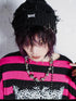 Rs by RebelSeed Dark Punk Studs Perforated Badge Stitch Rolled Brim Women&