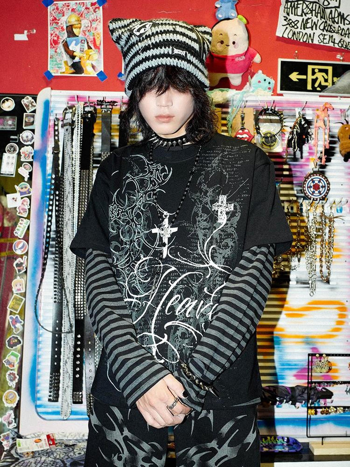 Rs by RebelSeed Dark Totem Heat Transfer Print Striped Women&