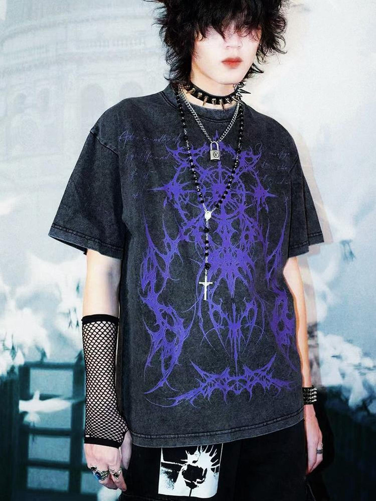 Rs by RebelSeed Dark Totem Washed Distressed Drop Shoulder Women&