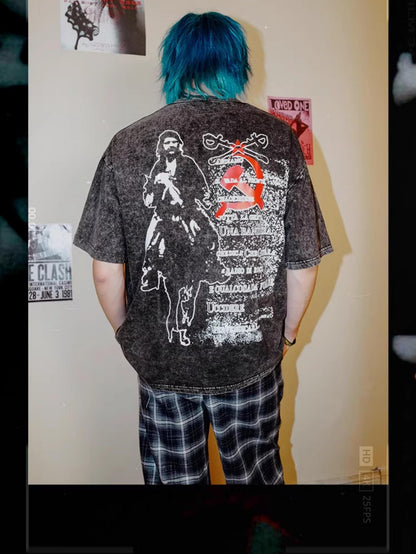 Rs by RebelSeed Distressed Guevara Print Oversized Women&