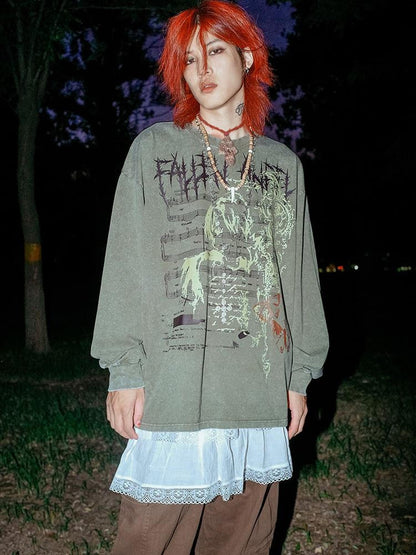 Rs by RebelSeed Distressed Musical Note Print Heat Transfer Punk Women&