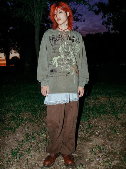 Rs by RebelSeed Distressed Musical Note Print Heat Transfer Punk Women&