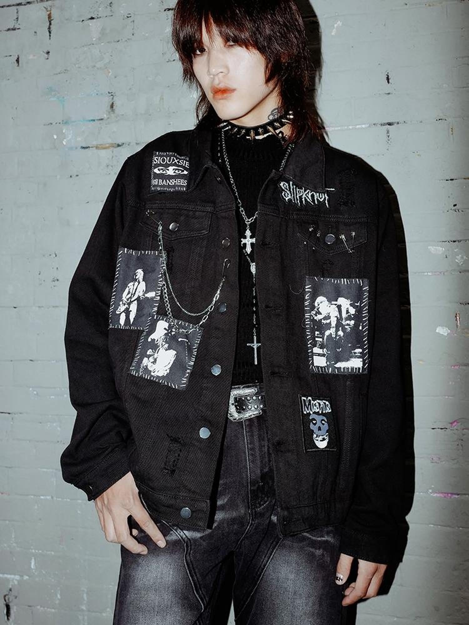 Rs by RebelSeed Distressed Patchwork Chain Punk Women&