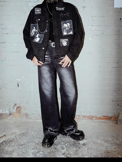Rs by RebelSeed Distressed Patchwork Chain Punk Women&