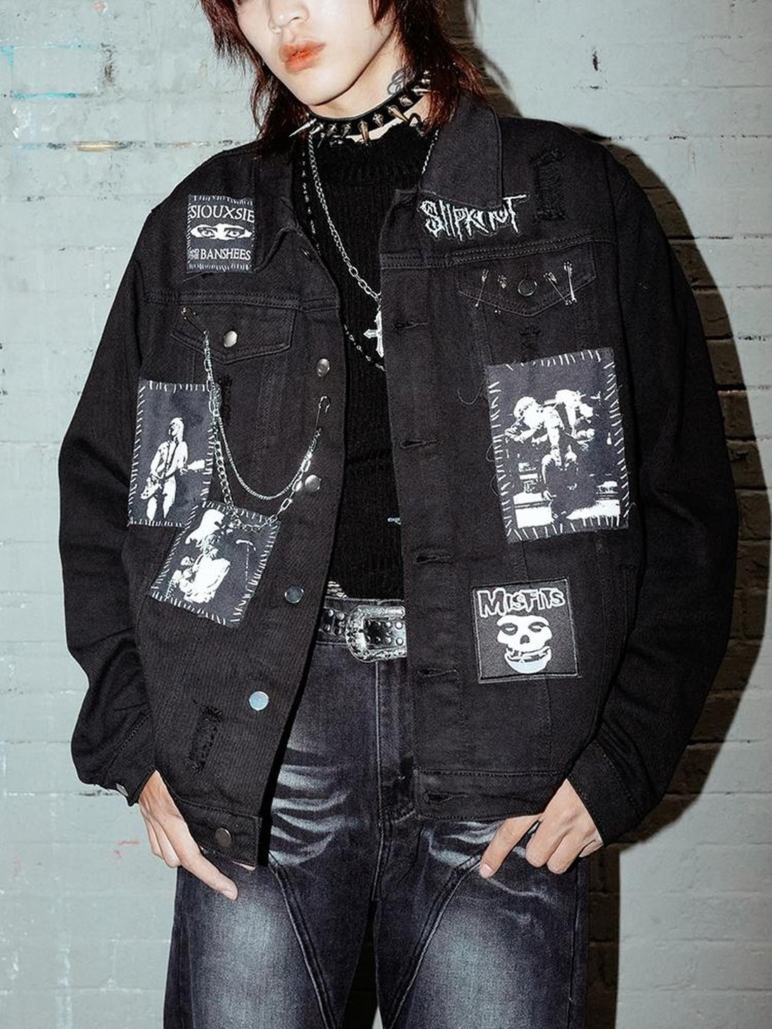 Rs by RebelSeed Distressed Patchwork Chain Punk Women&