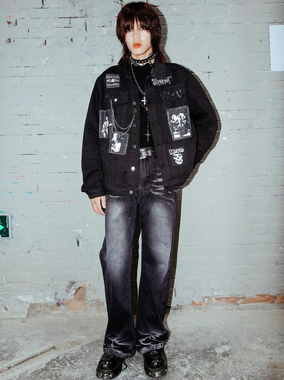 Rs by RebelSeed Distressed Patchwork Chain Punk Women&