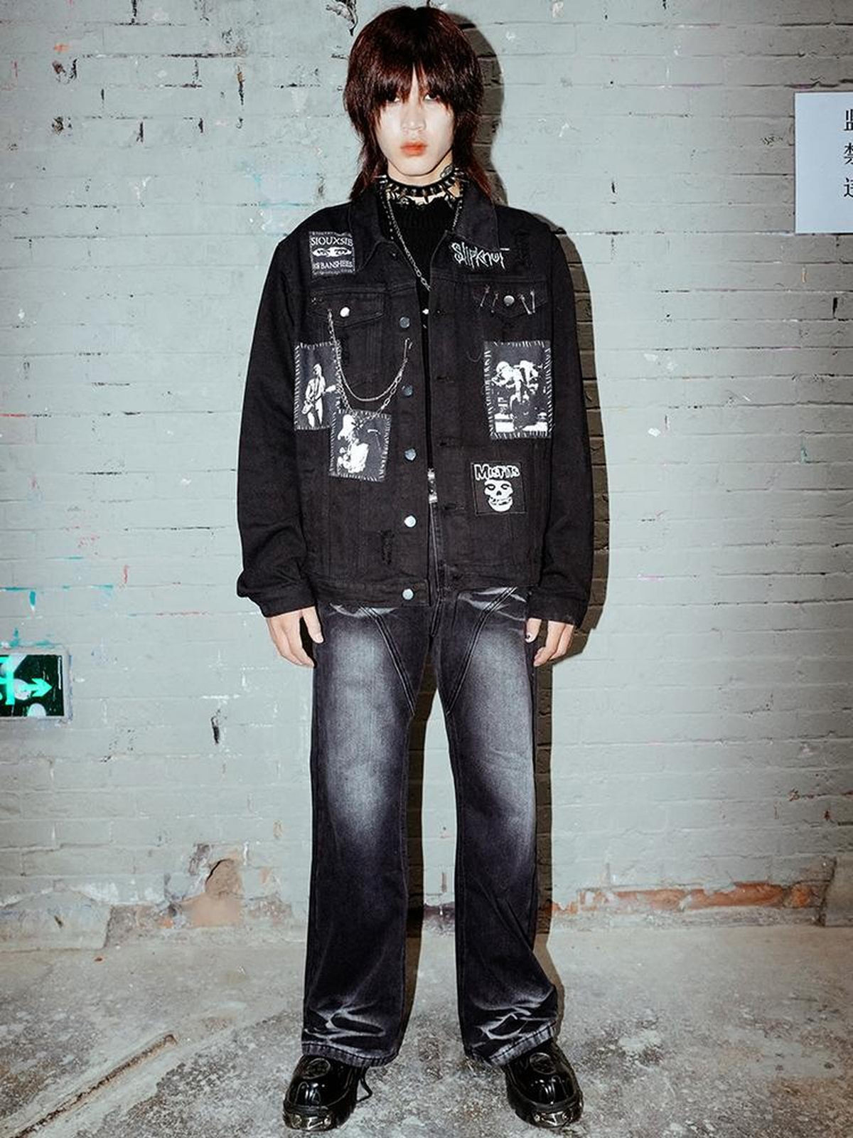 Rs by RebelSeed Distressed Patchwork Chain Punk Women&