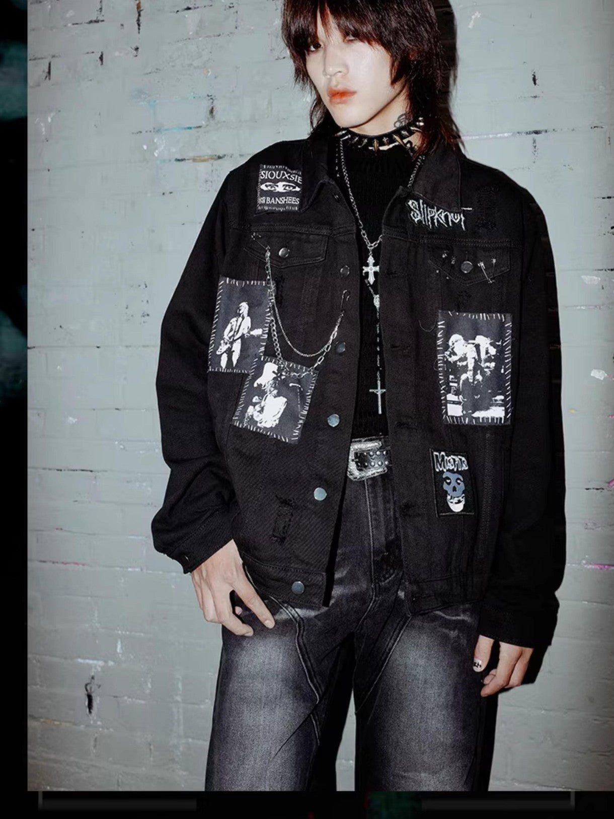 Rs by RebelSeed Distressed Patchwork Chain Punk Women&
