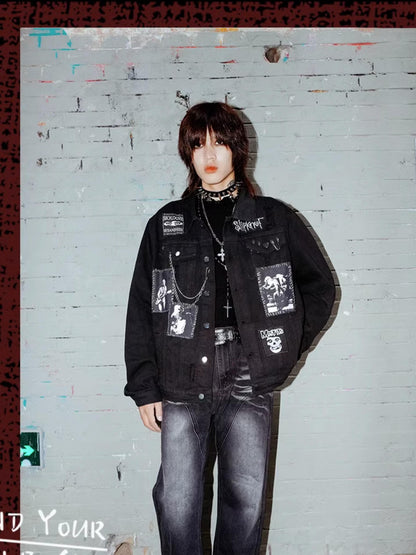 Rs by RebelSeed Distressed Patchwork Chain Punk Women&