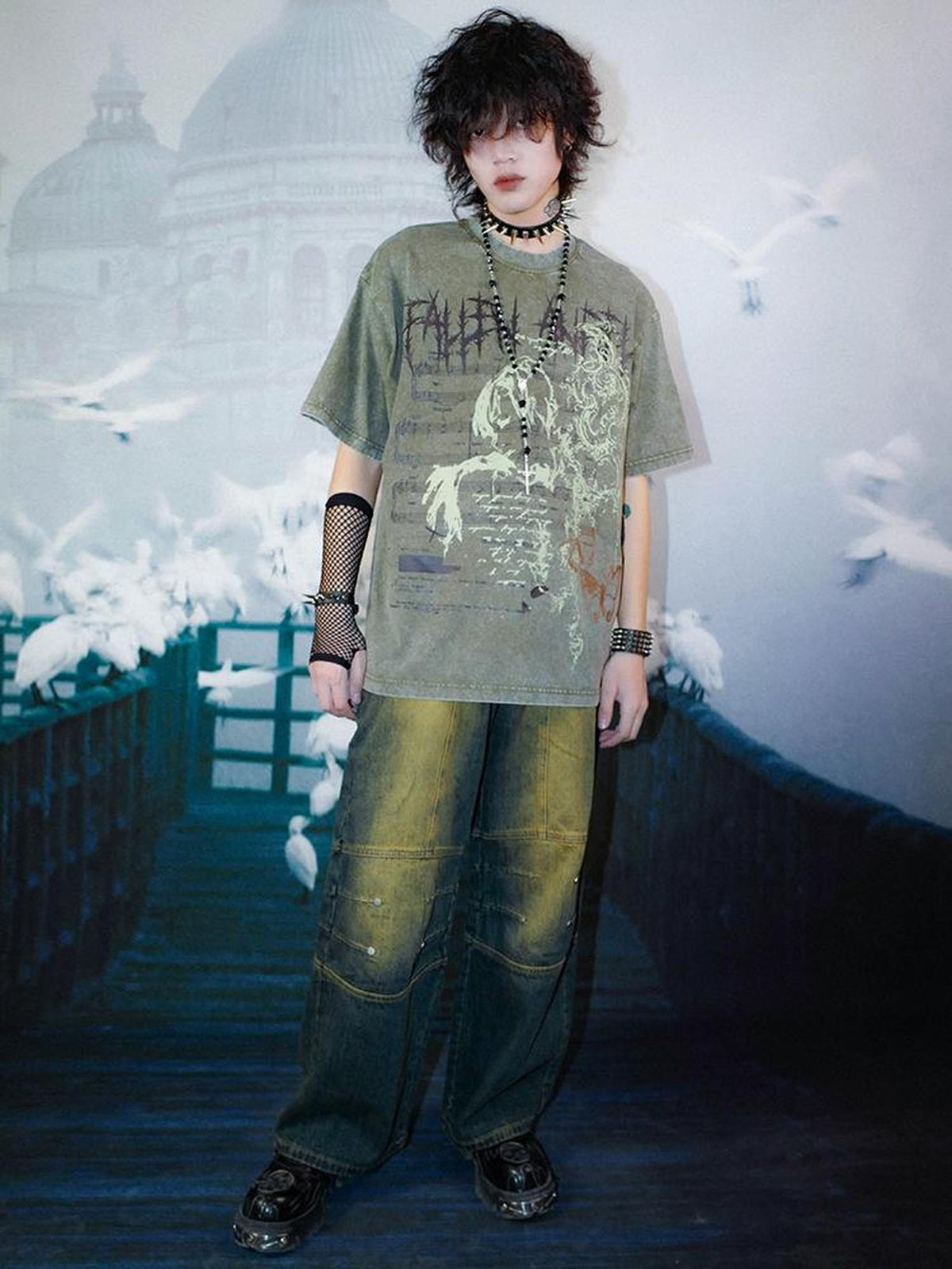 Rs by RebelSeed Distressed Portrait Print Drop Shoulder Women&