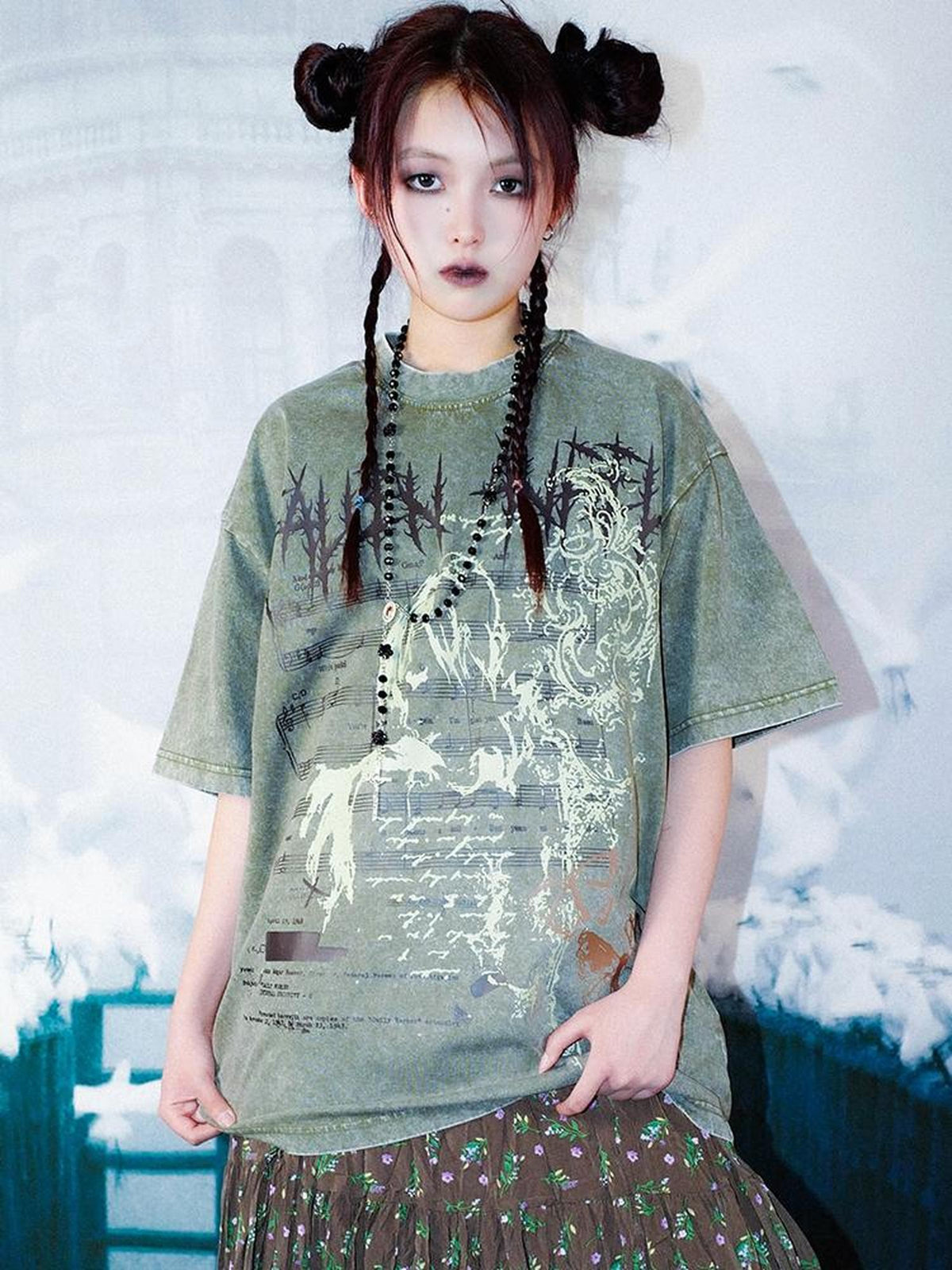 Rs by RebelSeed Distressed Portrait Print Drop Shoulder Women&
