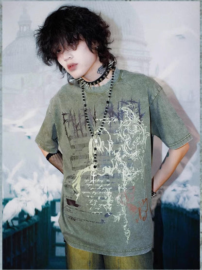 Rs by RebelSeed Distressed Portrait Print Drop Shoulder Women&