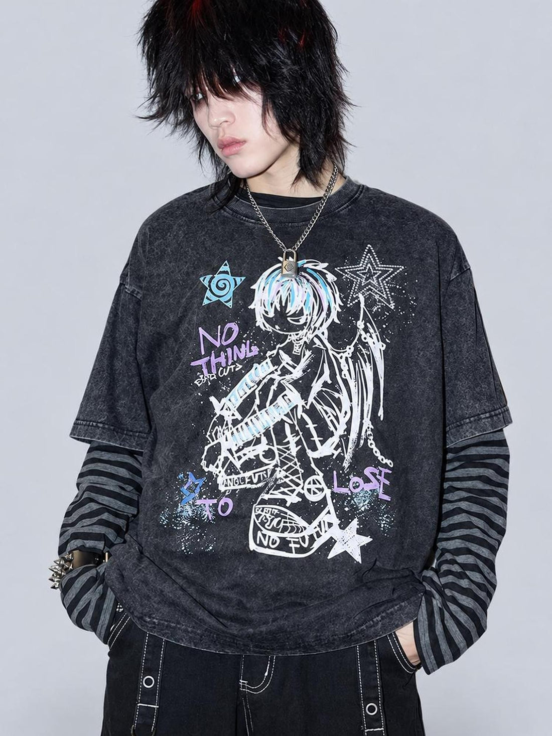Rs by RebelSeed Distressed Punk Print Heat Transfer Women&