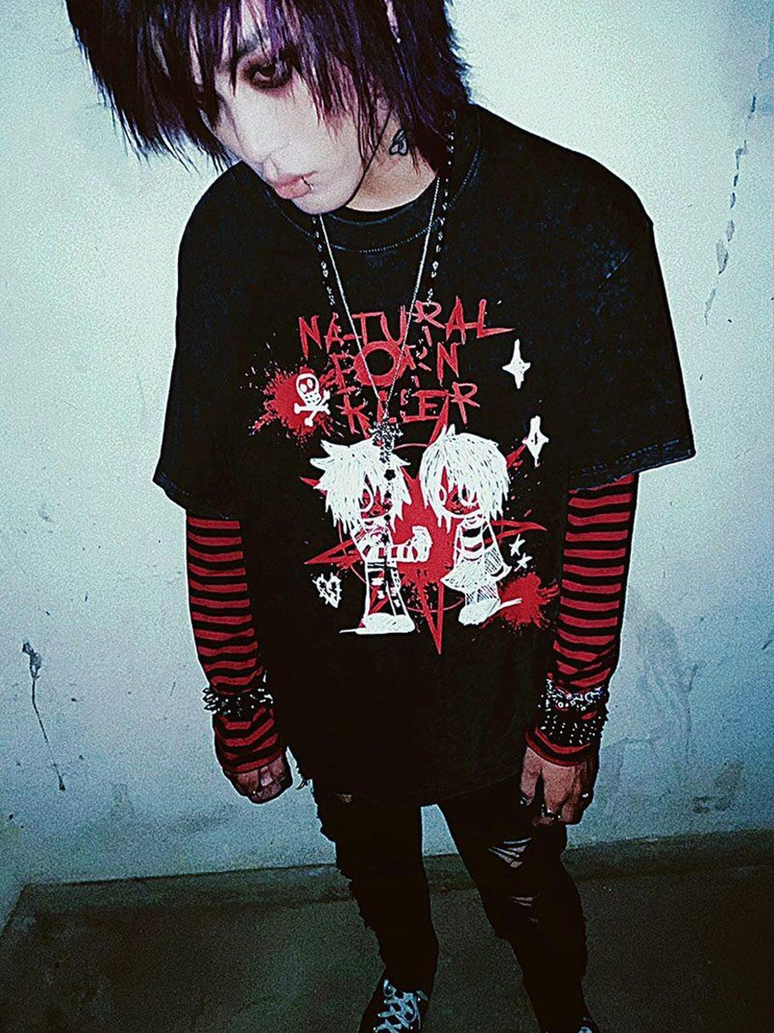 Rs by RebelSeed Emo Punk Print Patchwork Heat Transfer Women&