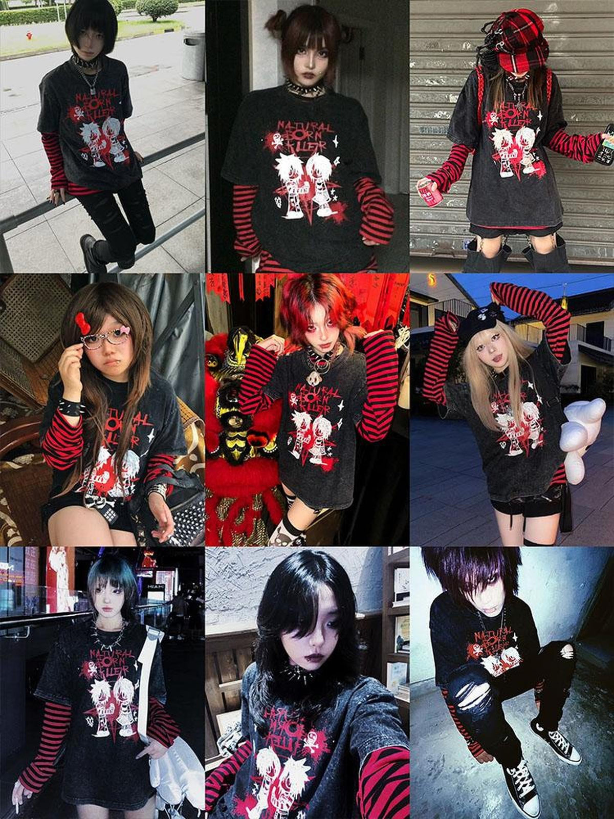 Rs by RebelSeed Emo Punk Print Patchwork Heat Transfer Women&