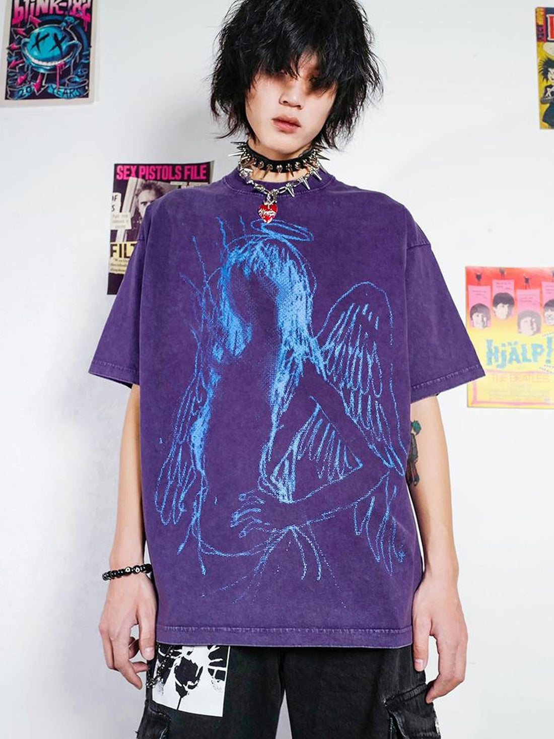 Rs by RebelSeed Fallen Angel Abstract Print Raw Hem Women&