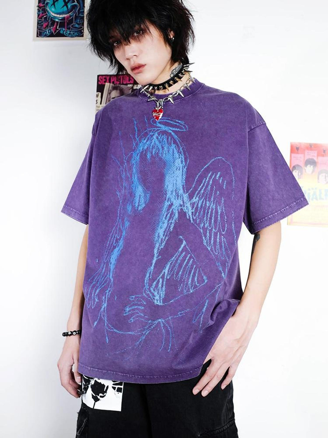 Rs by RebelSeed Fallen Angel Abstract Print Raw Hem Women&