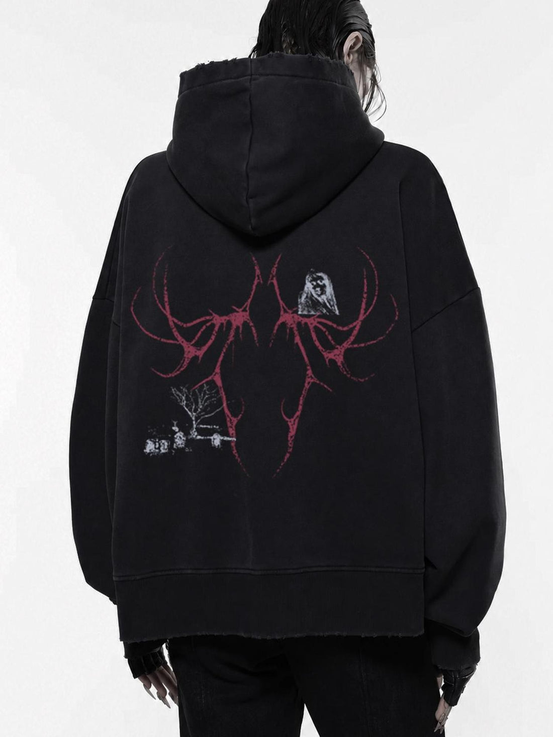 Rs by RebelSeed Gothic Dark Distressed Fleece Lined Women&