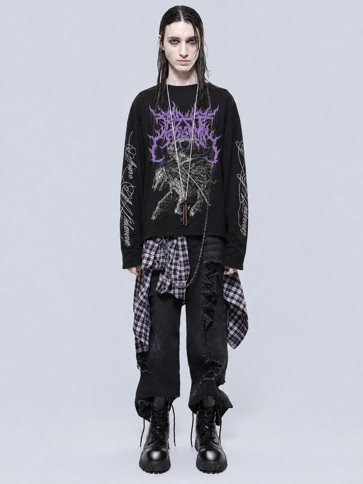 Rs by RebelSeed Gothic Embossed Print Loose Fit Pure Cotton Women&