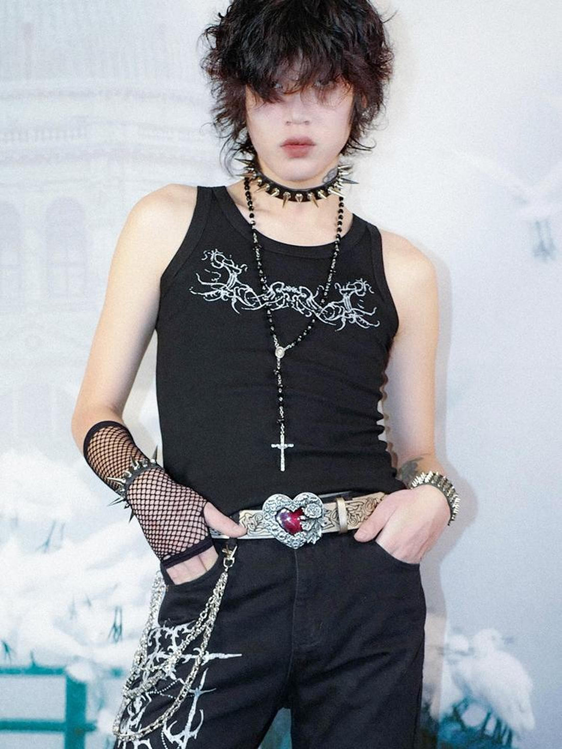 Rs by RebelSeed Gothic Rune Punk Heat Transfer Slim Fit Women&