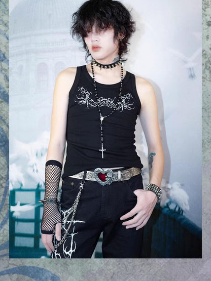 Rs by RebelSeed Gothic Rune Punk Heat Transfer Slim Fit Women&